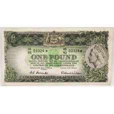 AUSTRALIA 1953 . ONE 1 POUND BANKNOTE . COOMBS/WILSON . STAR NOTE